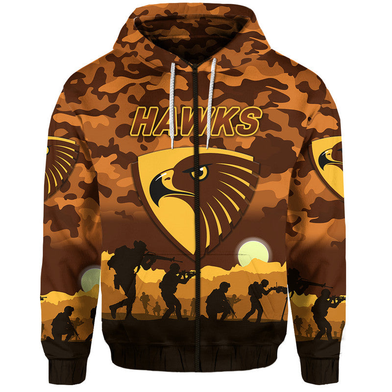 Hawthorn Hawks ANZAC Zip Up And Pullover Hoodie Simple Style LT8