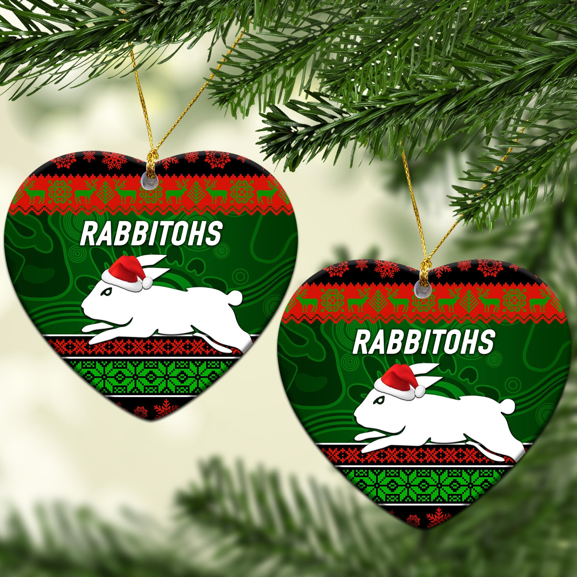 south-sydney-rabbitohs-christmas-ornament-simple-style-black