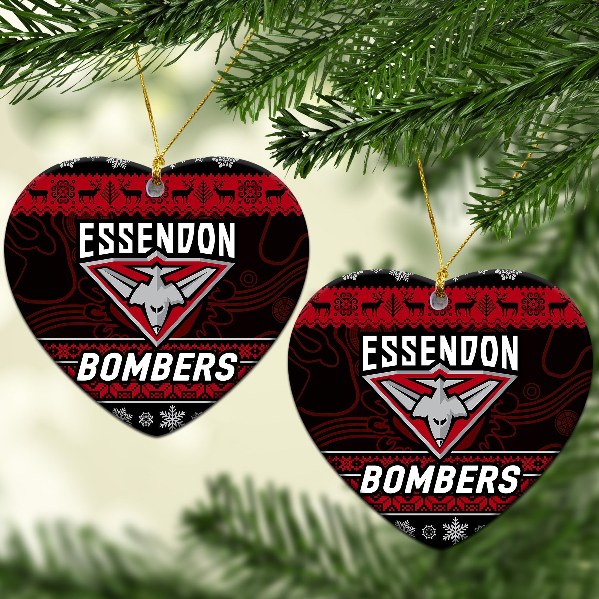 essendon-bombers-christmas-ornament-simple-style-black