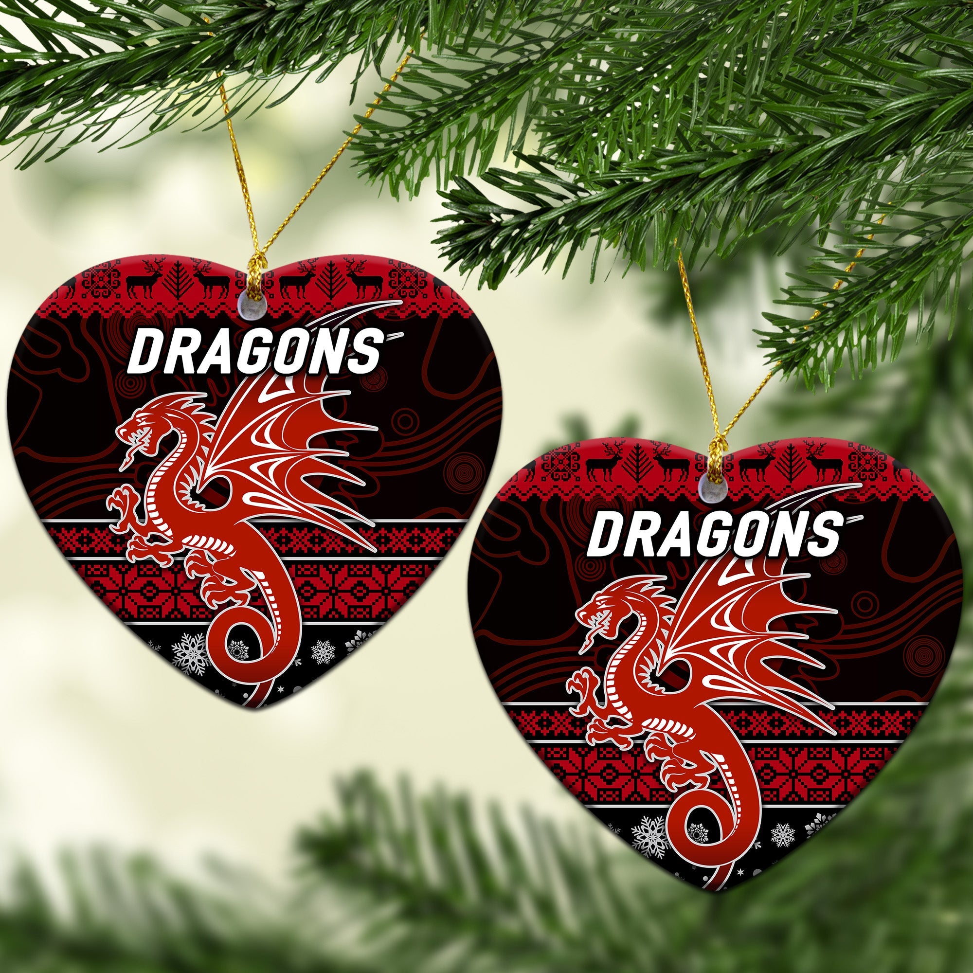st-george-illawarra-dragons-christmas-ornament-simple-style-black