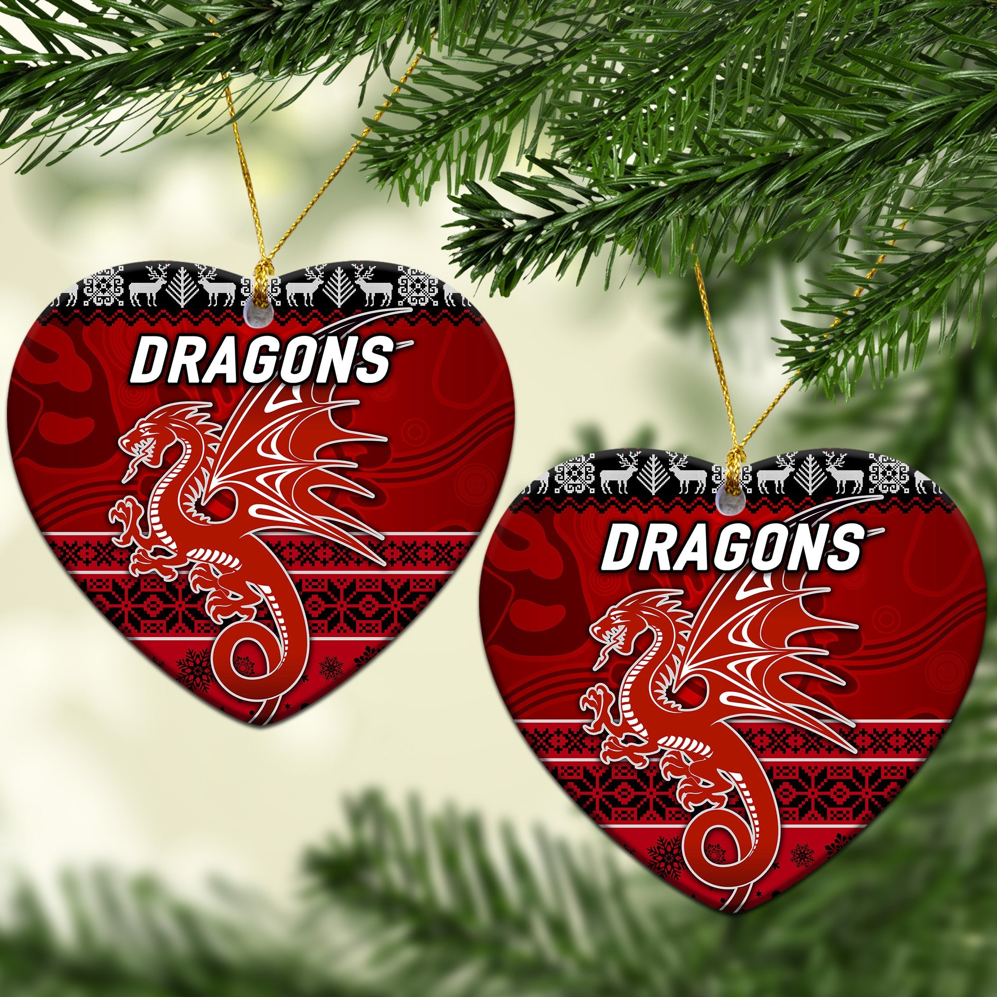 st-george-illawarra-dragons-christmas-ornament-simple-style-red
