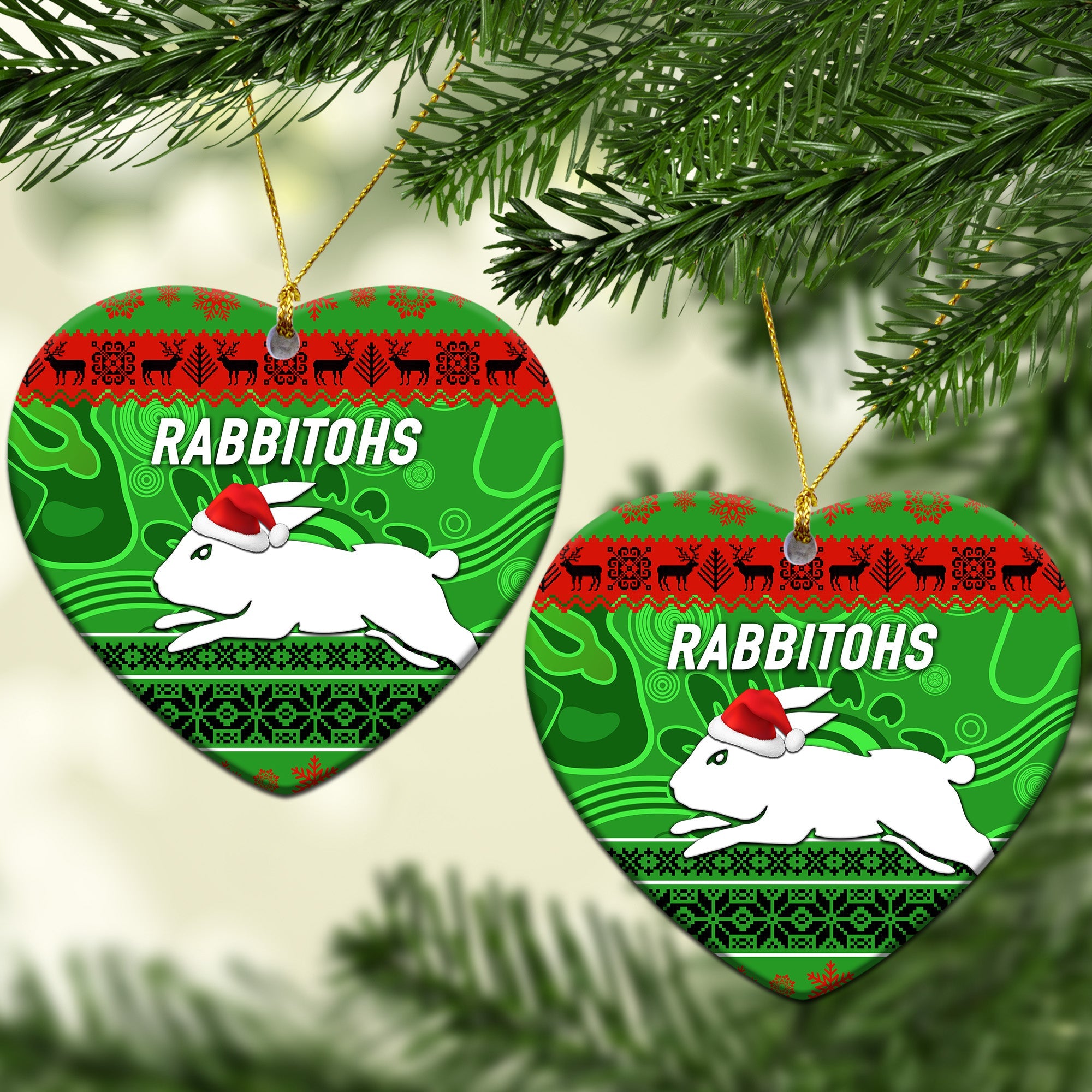 south-sydney-rabbitohs-christmas-ornament-simple-style-green