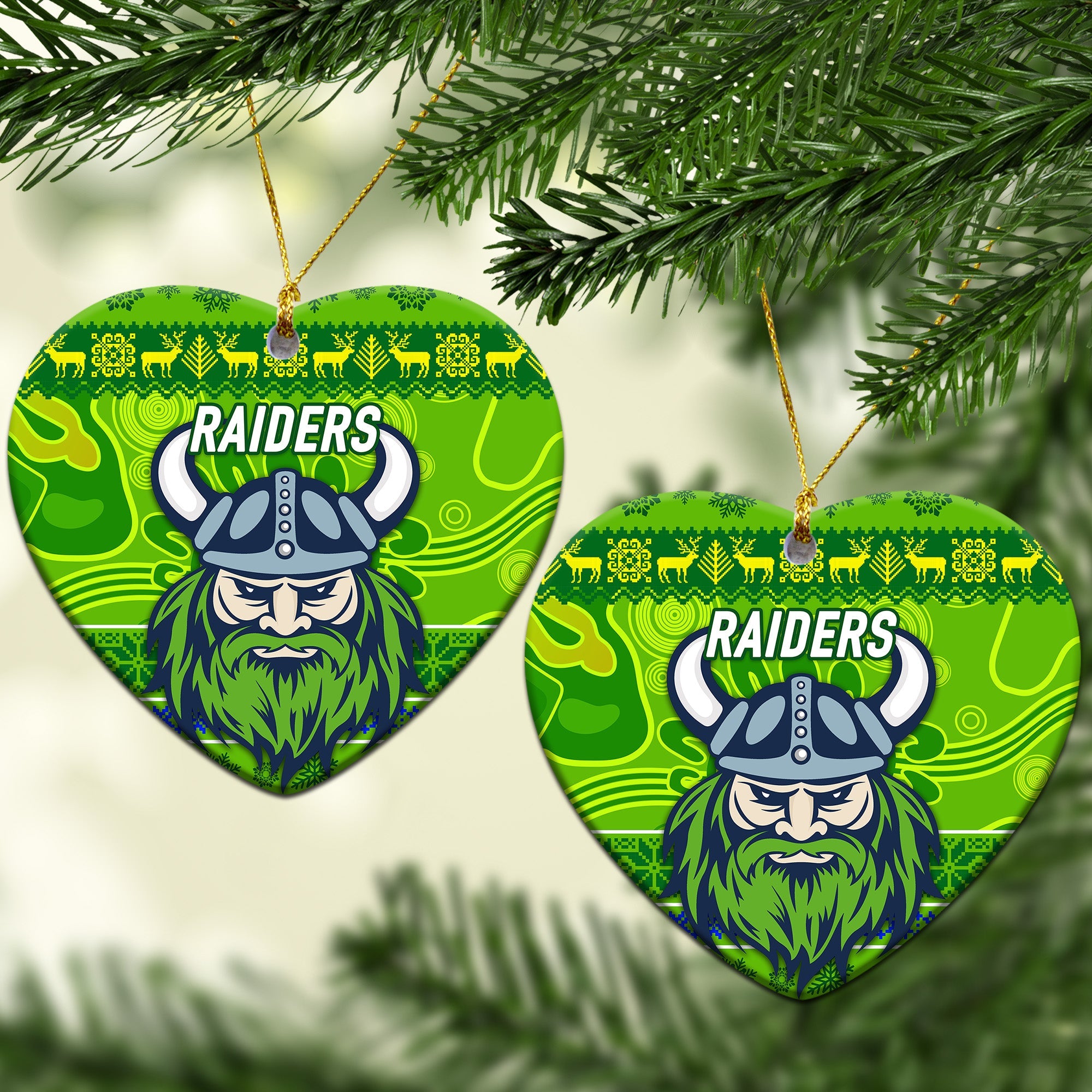 canberra-raiders-christmas-ornament-simple-style-green