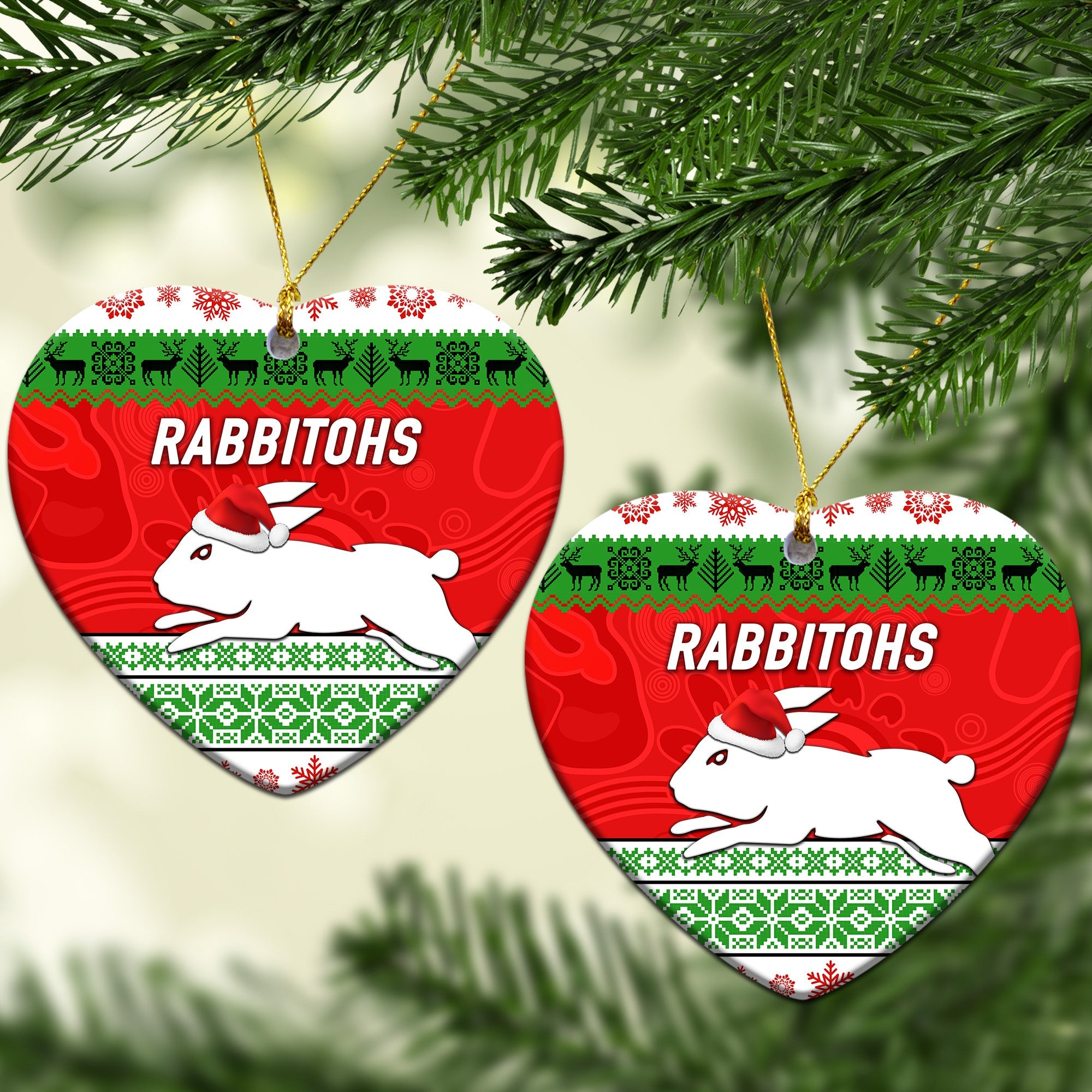 south-sydney-rabbitohs-christmas-ornament-simple-style-white