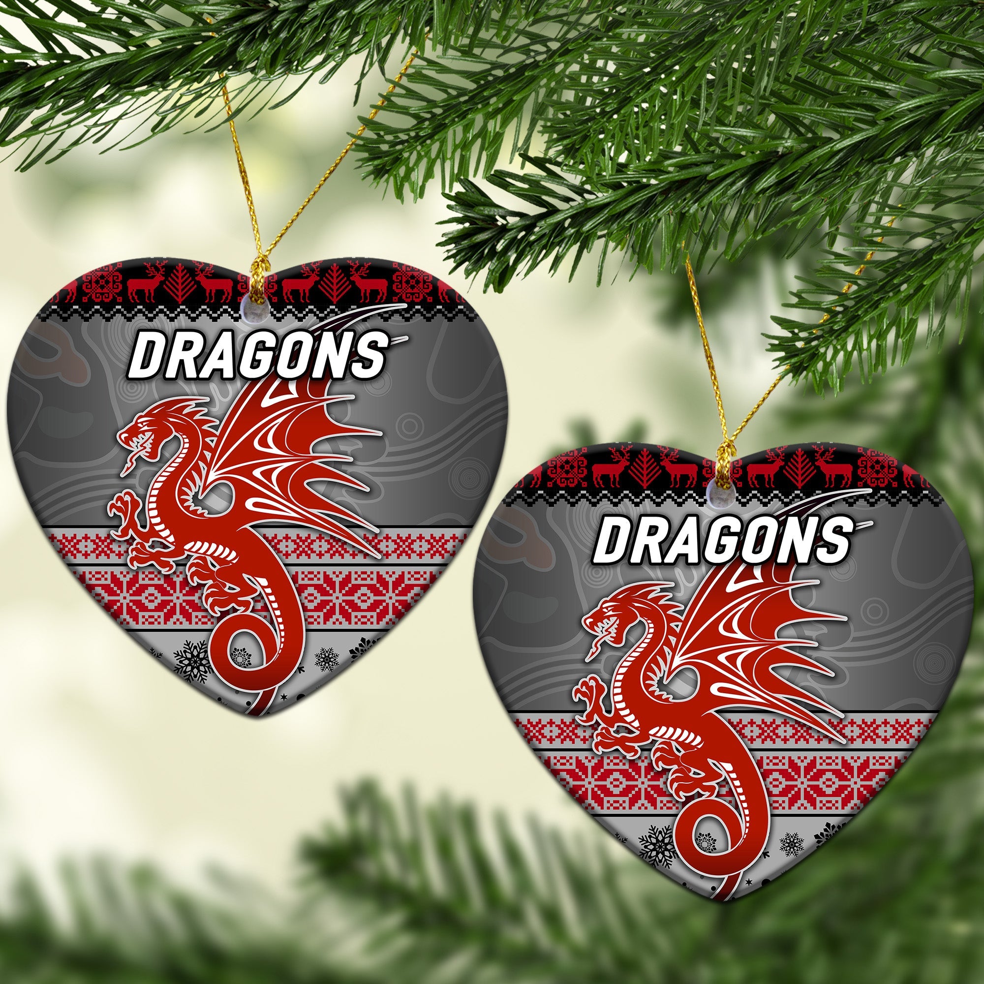 st-george-illawarra-dragons-christmas-ornament-simple-style-grey