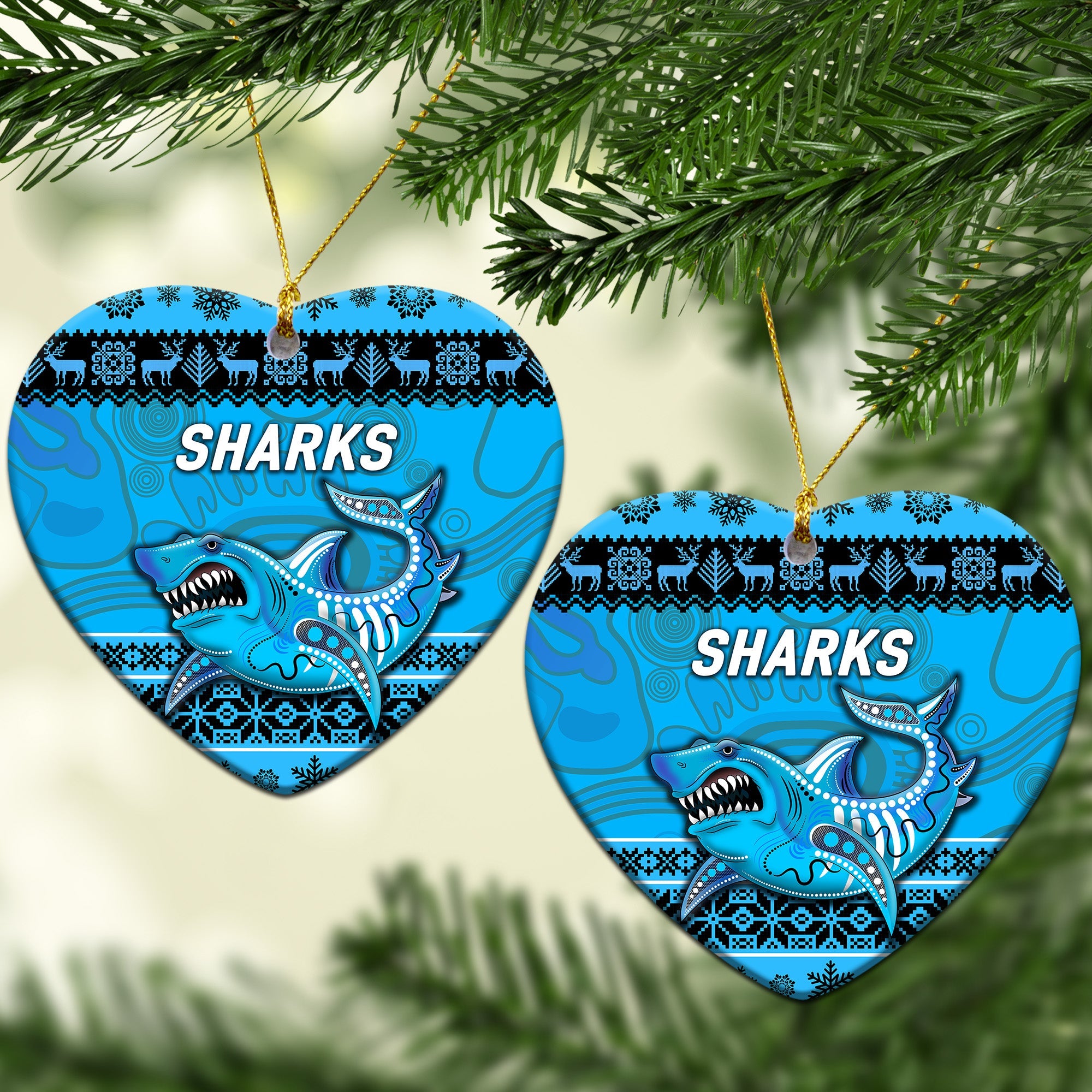 cronulla-sutherland-sharks-christmas-ornament-simple-style-blue