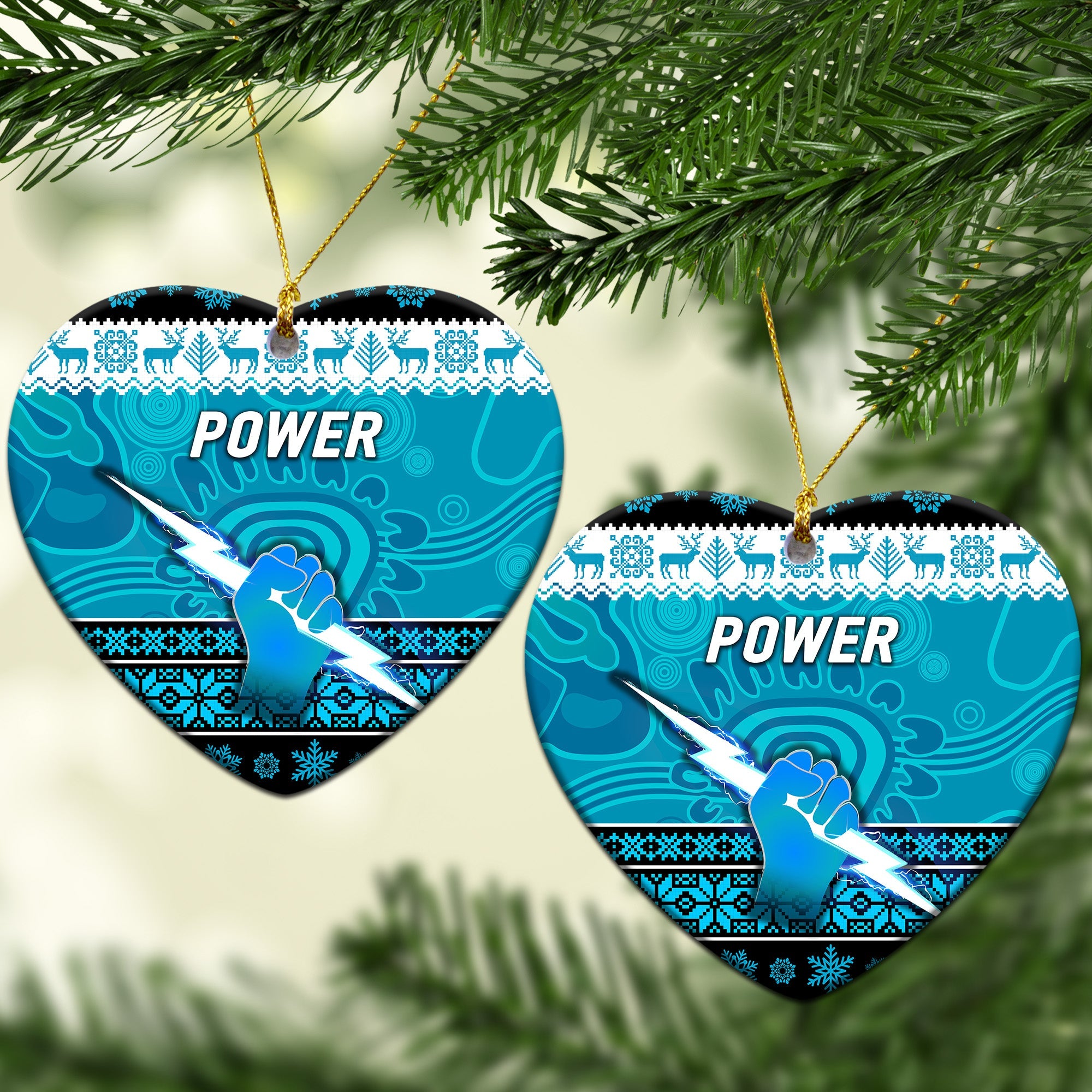 port-adelaide-power-christmas-ornament-simple-style