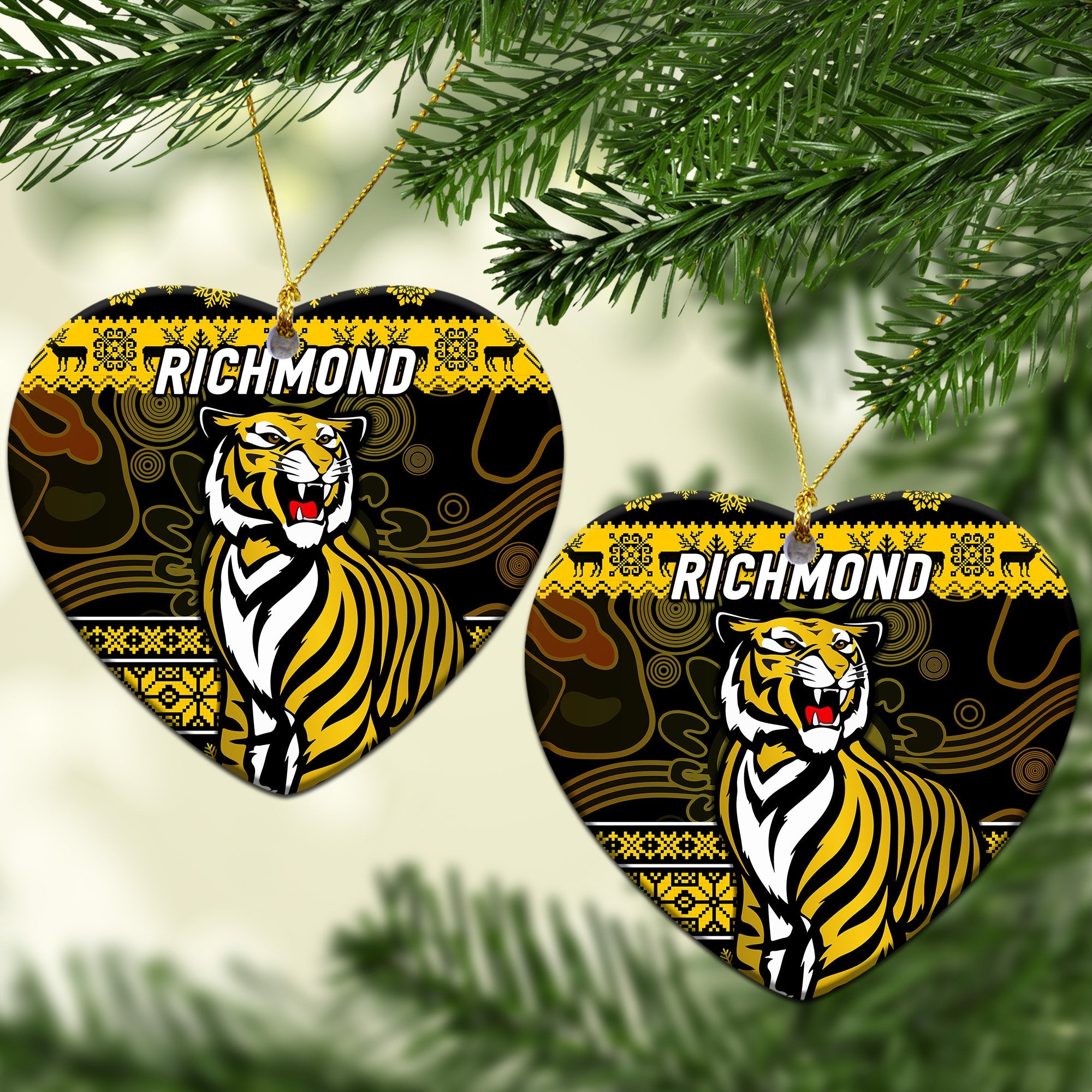 richmond-tigers-christmas-ornament-simple-style-black