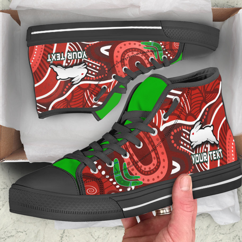 custom-personalised-rabbitohs-rugby-high-top-shoes-aboriginal-boomerang-go-premiers-south-sydney