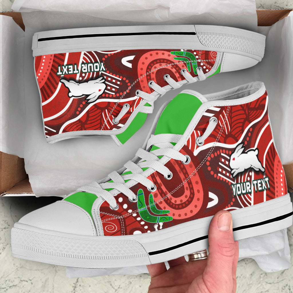 custom-personalised-rabbitohs-rugby-high-top-shoes-aboriginal-boomerang-go-premiers-south-sydney