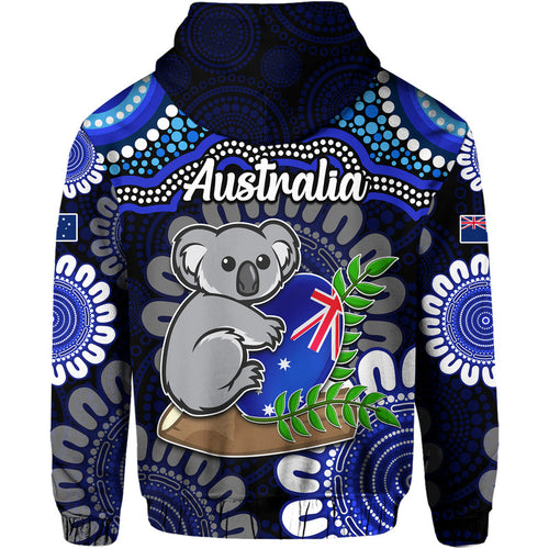 australia-koala-aboriginal-zip-up-and-pullover-hoodie-koala-hugging-rugby-ball-blue