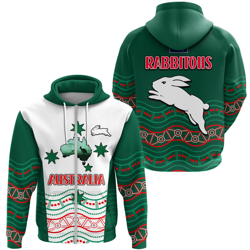 rabbitohs-australia-day-zip-up-and-pullover-hoodie-flag-map-and-aboriginal-wave