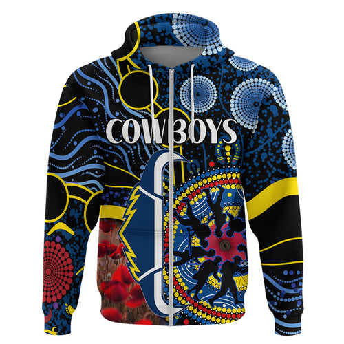 custom-personalised-cowboys-rugby-anzac-zip-up-and-pullover-hoodie-aboriginal-military-and-poppy-flowers