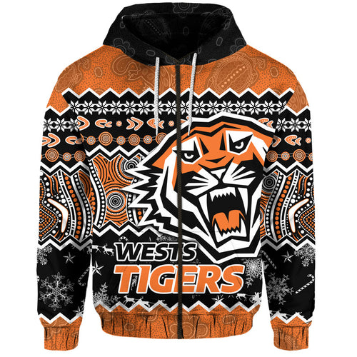 custom-personalised-wests-tigers-aboriginal-christmas-vibe-gold-version-zip-up-and-pullover-hoodie