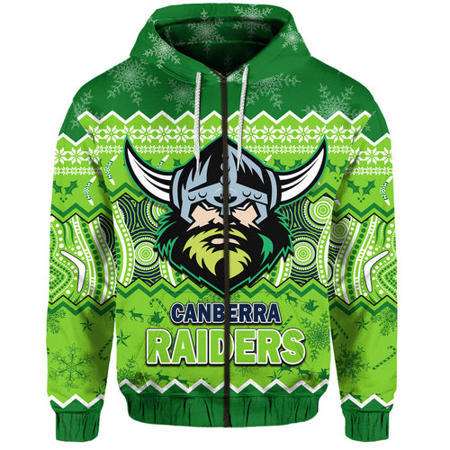 custom-personalised-canberra-the-green-machine-raiders-aboriginal-christmas-vibe-zip-up-and-pullover-hoodie