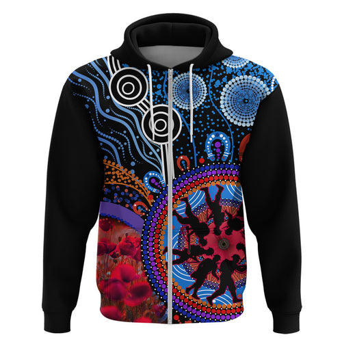 custom-personalised-australia-anzac-day-zip-up-and-pullover-hoodie-aboriginal-military-and-poppy-flowers-style