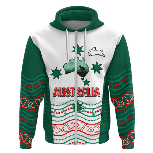 rabbitohs-australia-day-zip-up-and-pullover-hoodie-flag-map-and-aboriginal-wave