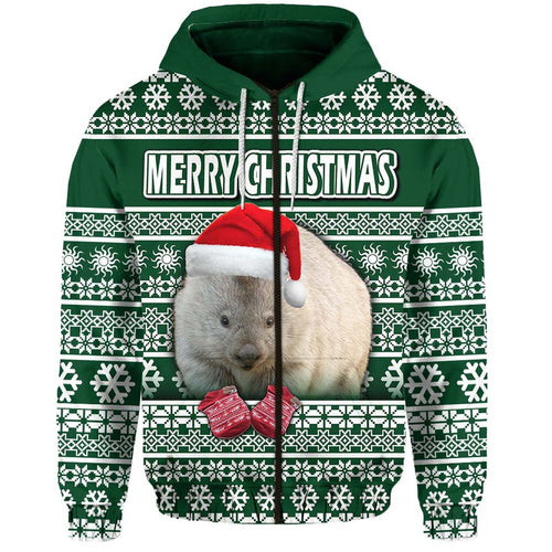 custom-personalised-australian-wombat-christmas-vibe-with-aboriginal-dot-painting-style-zip-up-and-pullover-hoodie
