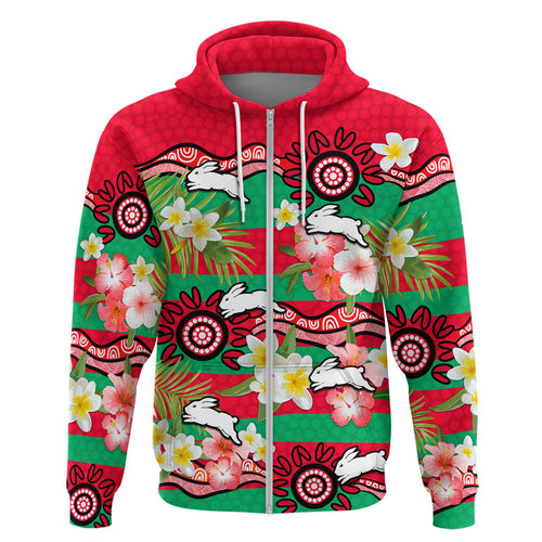 rabbitohs-rugby-zip-up-and-pullover-hoodie-tropical-flowers-and-palm-hawaiian-style