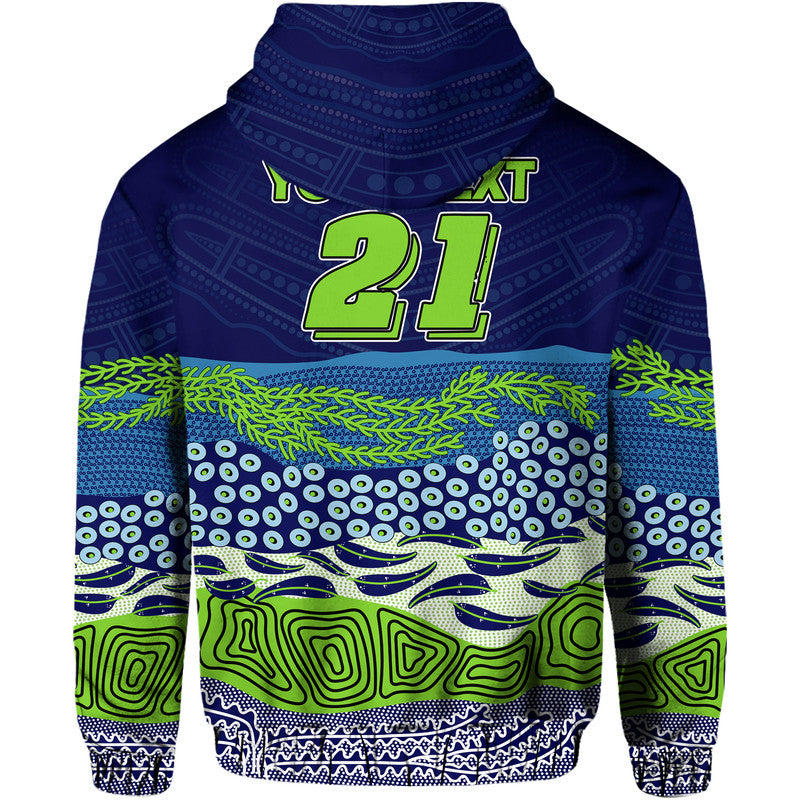 custom-text-and-number-canberra-the-green-machine-raiders-boomerang-indigenous-zip-up-and-pullover-hoodie