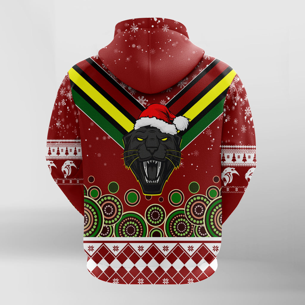 aboriginal-christmas-black-panther-with-santa-hat-zip-hoodie-lt7