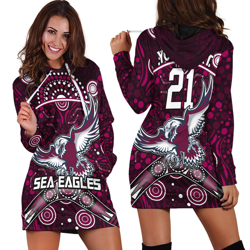 custom-personalised-sea-eagles-rugby-hoodie-dress-boomerang-indigenous-dots
