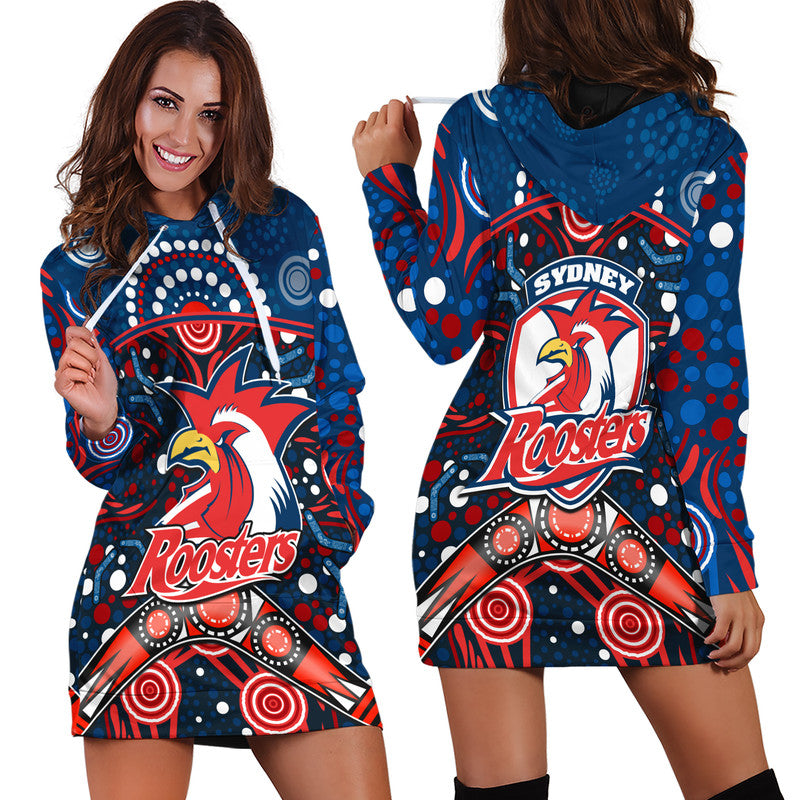 roosters-rugby-hoodie-dress-boomerang-indigenous-dots