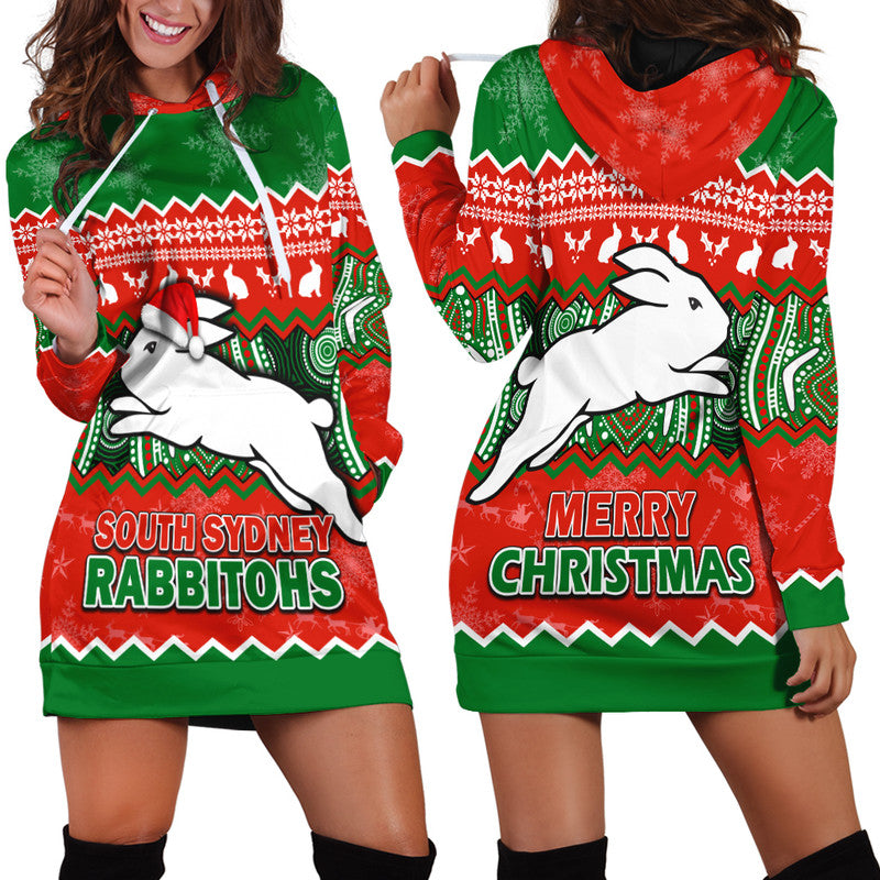 south-sydney-rabbitohs-aboriginal-christmas-vibe-hoodie-dress