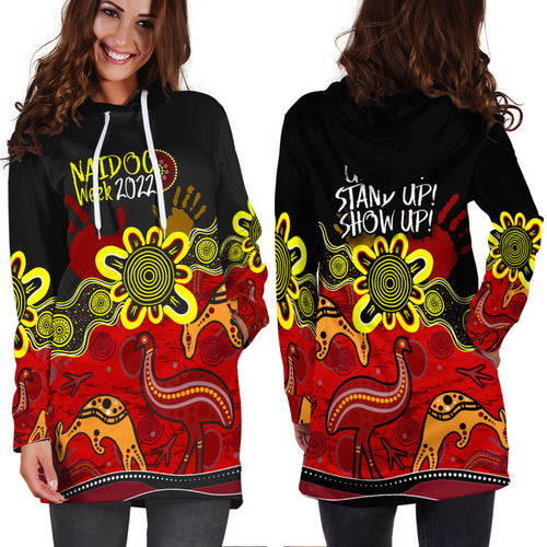 indigenous-naidoc-week-2022-hoodie-dress-kangaroo-and-emu-birds