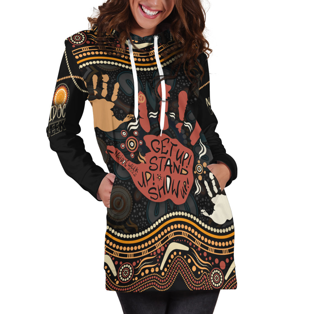 personalised-naidoc-week-2022-hoodie-dress-aboriginal-art-hand-stencils
