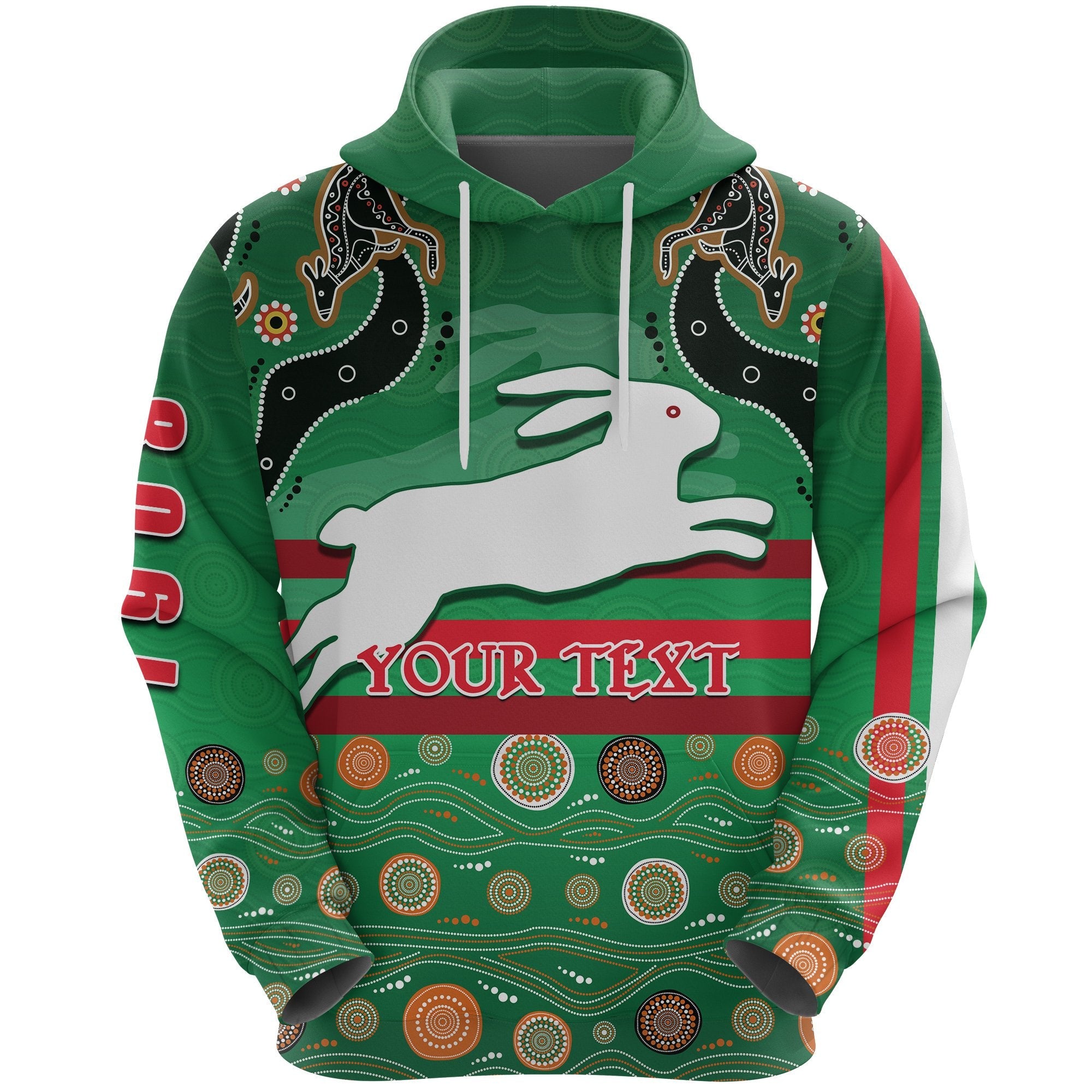 custom-personalised-rabbitohs-hoodie-indigenous-green
