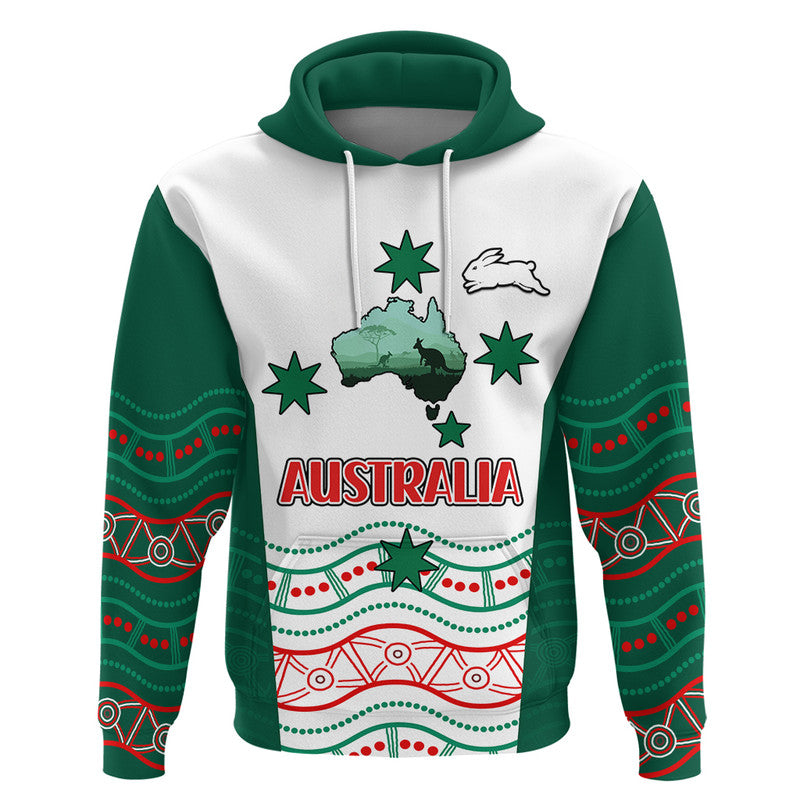 custom-personalised-rabbitohs-australia-day-zip-up-and-pullover-hoodie-flag-map-and-aboriginal-wave