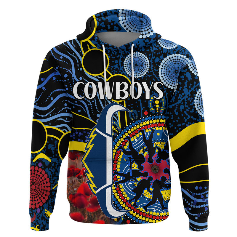 custom-personalised-cowboys-rugby-anzac-zip-up-and-pullover-hoodie-aboriginal-military-and-poppy-flowers