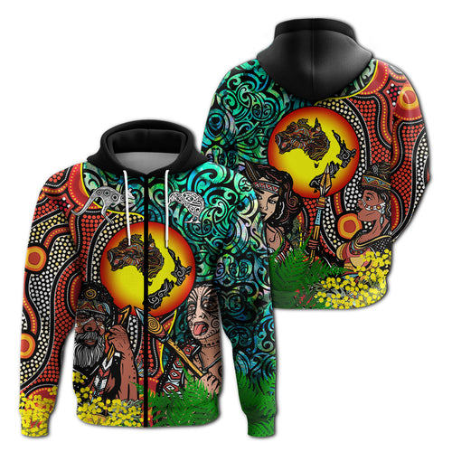 Australia Aboriginal Kangaroo Combine New Zealand Maori Kiwi Bird Hoodie - LT2