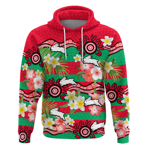 custom-personalised-rabbitohs-rugby-zip-up-and-pullover-hoodie-tropical-flowers-and-palm-hawaiian-style