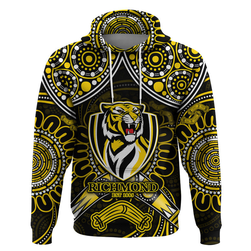 custom-personalised-richmond-tigers-football-zip-up-and-pullover-hoodie-boomerang-indigenous-dots