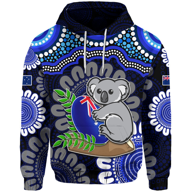australia-koala-aboriginal-zip-up-and-pullover-hoodie-koala-hugging-rugby-ball-blue
