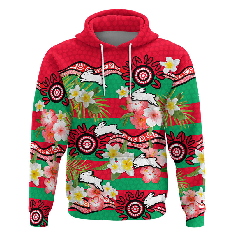 rabbitohs-rugby-zip-up-and-pullover-hoodie-tropical-flowers-and-palm-hawaiian-style