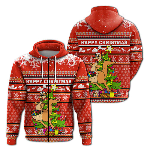 Australia Christmas Kangaroo Aboriginal Pattern Hoodie - LT2