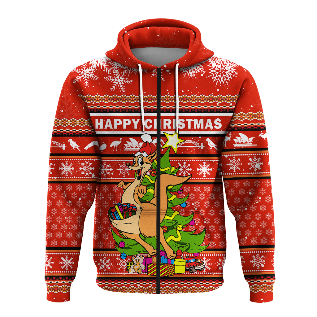 (Custom Personalised) Australia Christmas Kangaroo Aboriginal Pattern Hoodie - LT2