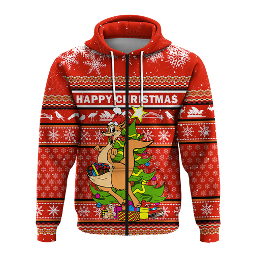 (Custom Personalised) Australia Christmas Kangaroo Aboriginal Pattern Hoodie - LT2