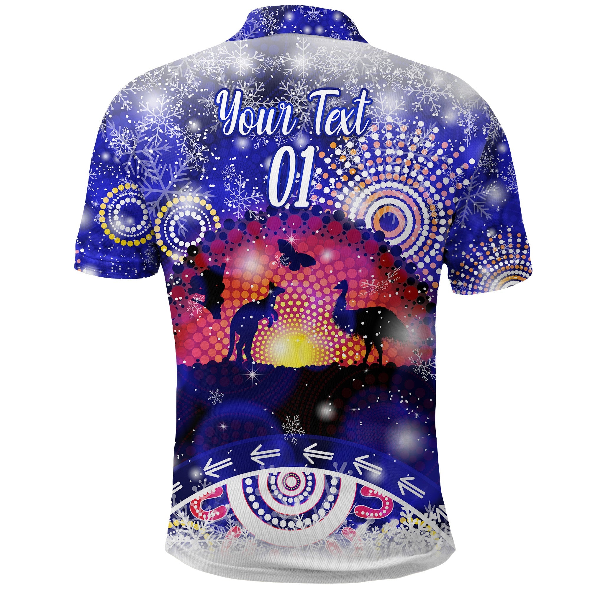 custom-personalised-australian-indigenous-flag-christmas-polo-shirt-original-style-blue