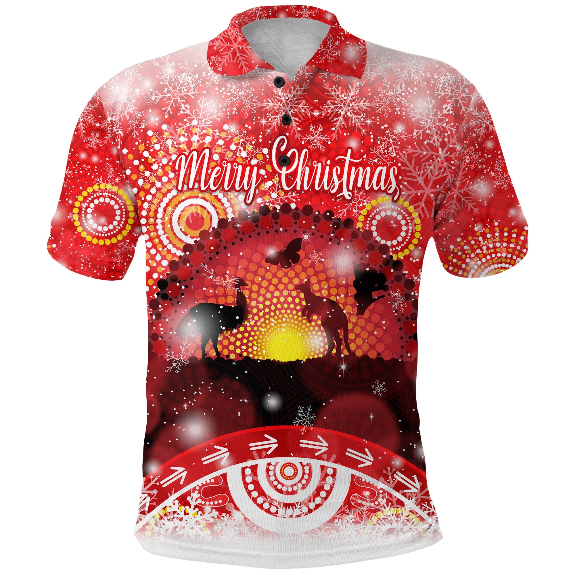 custom-personalised-australia-indigenous-flag-christmas-polo-shirt-original-style-red