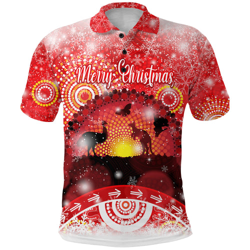 custom-personalised-australia-indigenous-flag-christmas-polo-shirt-original-style-red