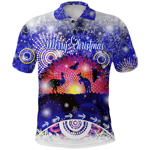 custom-personalised-australian-indigenous-flag-christmas-polo-shirt-original-style-blue