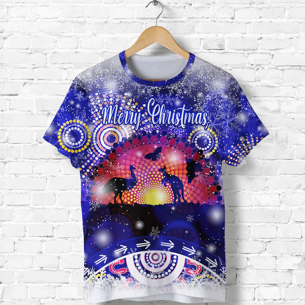 custom-personalised-australian-indigenous-flag-christmas-t-shirt-original-style-blue