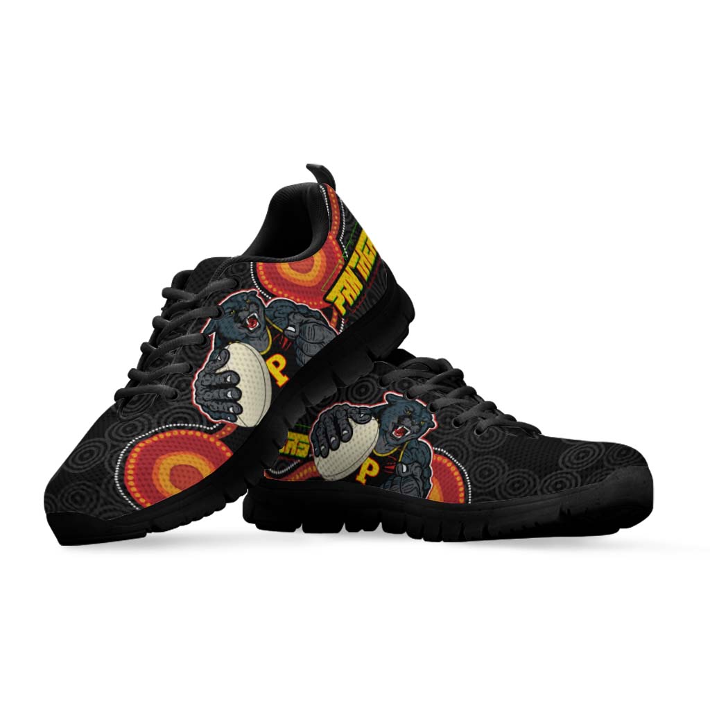 panthers-rugby-sneakers-panthers-aboriginal-with-rugby-ball-indigenous-style-of-dot-painting-traditional-sneakers