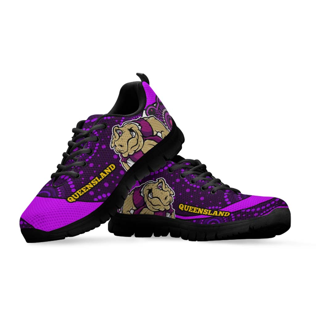 queensland-rugby-league-sneakers-queensland-maroons-mascot-with-aboriginal-art-state-of-origin-sneakers