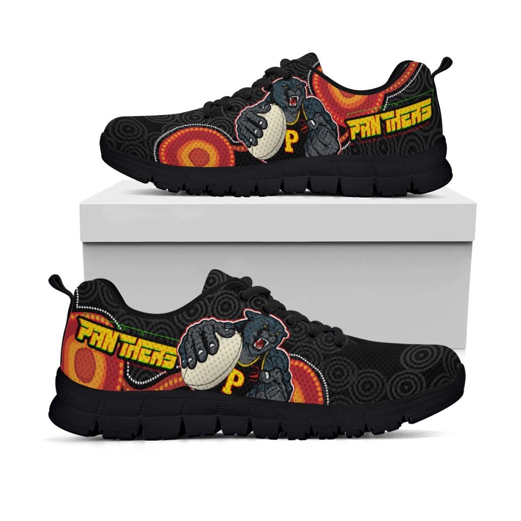 panthers-rugby-sneakers-panthers-aboriginal-with-rugby-ball-indigenous-style-of-dot-painting-traditional-sneakers