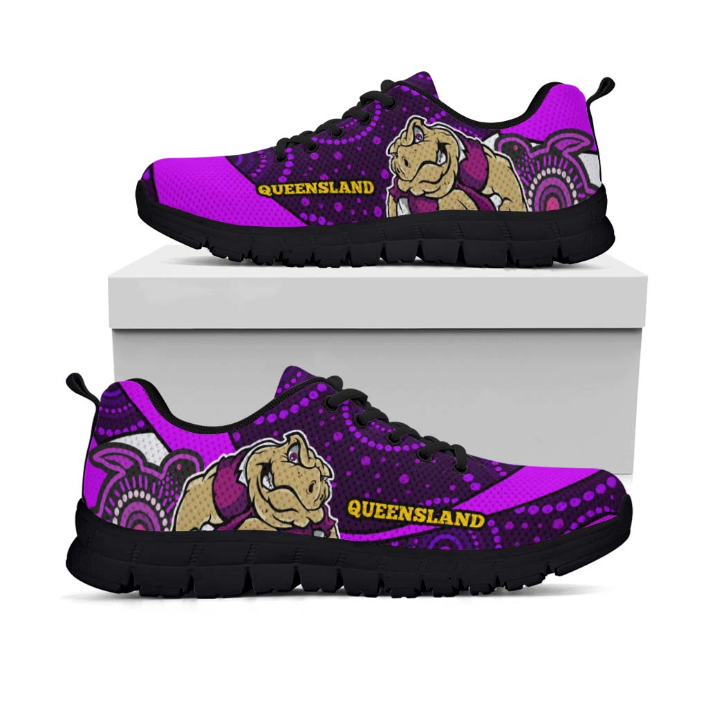 queensland-rugby-league-sneakers-queensland-maroons-mascot-with-aboriginal-art-state-of-origin-sneakers